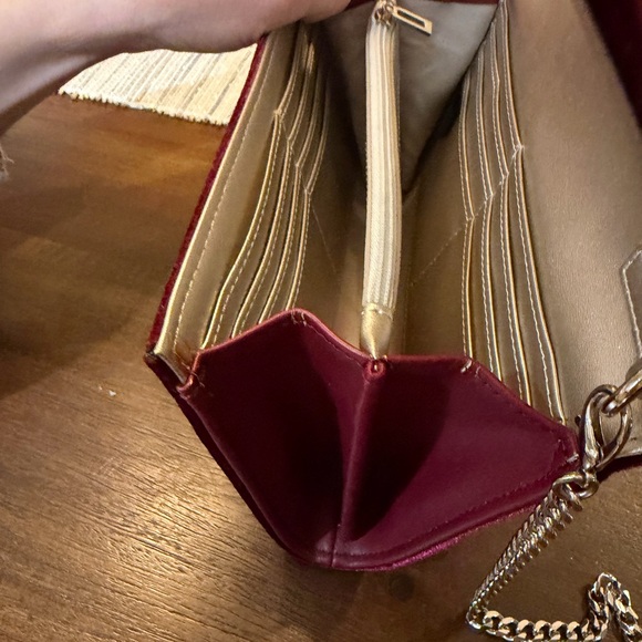 GUESS Velvet Clutch/Crossbody Bag – Burgundy - Picture 6 of 7